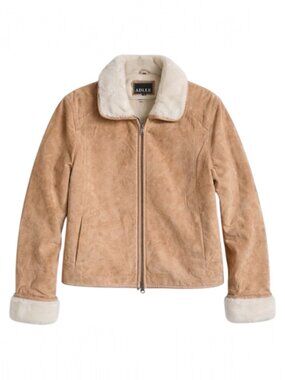 Vintage Adler Collection Tan Suede Shearling Lined Leather Cream Y2K Coat Jacket